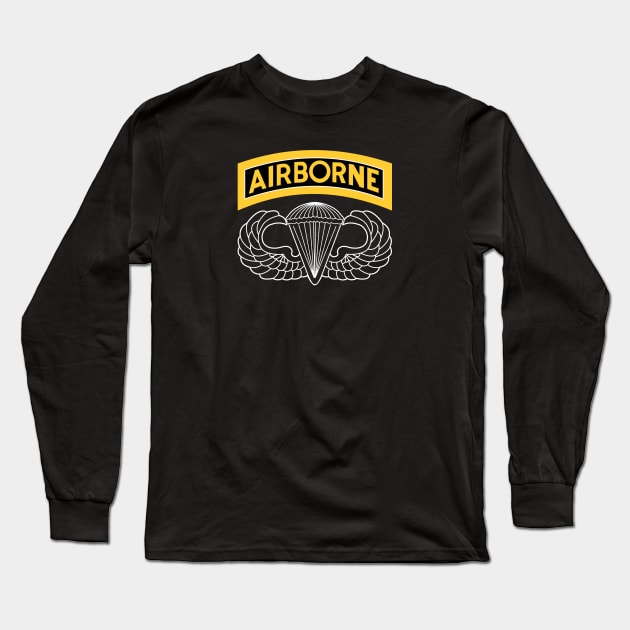 US Army Airborne Tab & Wings Long Sleeve T-Shirt by thomtran